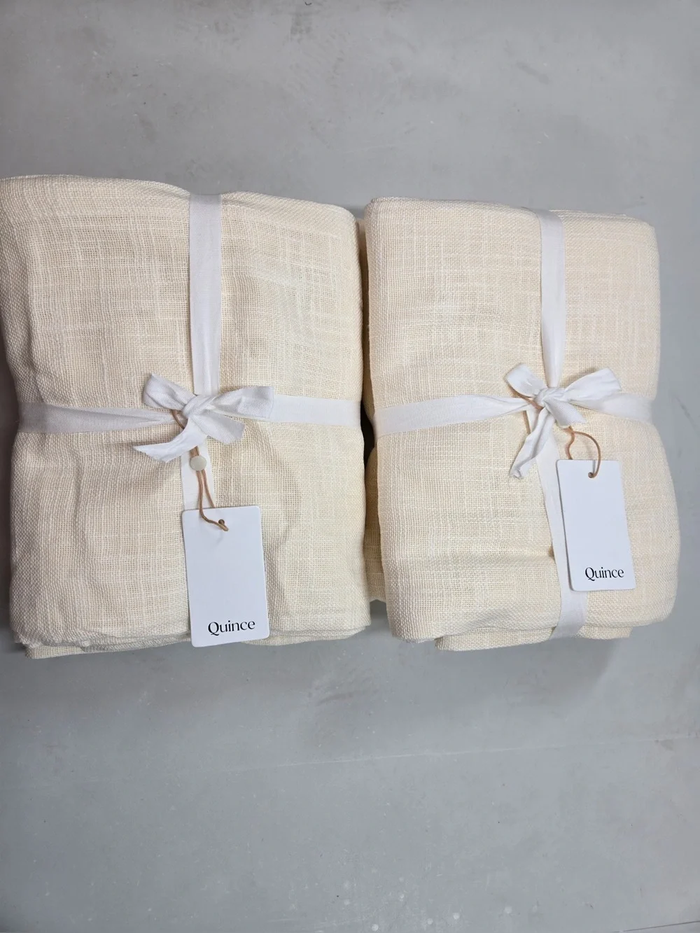NWT QUINCE Set Of 4 48x84 Cotton Sheer Curtains Ivory 1082